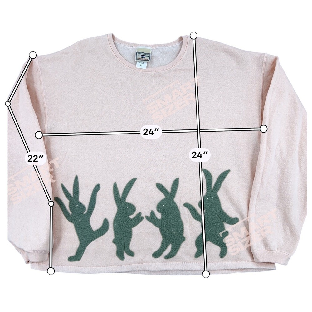 Womens Vintage Style Bunny Sweatshirt Pink Dancing Rabbit Graphic Lee LG Cottage - Picture 9 of 10
